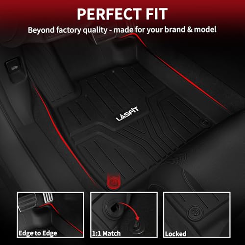 LASFIT Floor Mats for Honda Pilot 2023 2024 2025 2026 (7&8 Seats), All Weather Custom Fit TPE Odorless Anti-Slip Floor Liner 1st & 2nd & 3rd Row, Black - style: 7）For Honda Pilot | 2023-2026 | 1st & 2nd & 3rd
