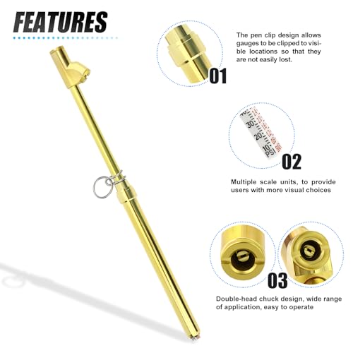 MEANLIN MEASURE 5PCS Gold Double Straight Type Tire Pressure Gauge, Dual Head Air Pressure Gauge, Pressure Range 10-150 Psi (Suitable for Trucks, etc.)