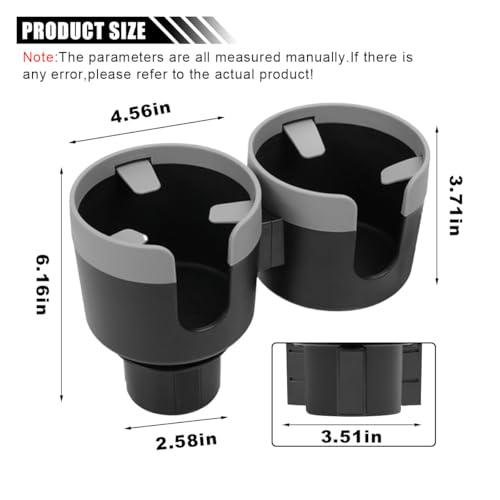Car Double Cup Holder Extender, 2-in-1 Car Cup Holder Adapter with Adjustable Base, Universal Multifunctional Cup Holder Organizer for Beverage, Snack, Cup, Bottle Storage (Grey) - color: Grey
