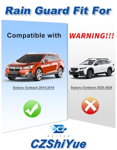 Extra-Thick Window Rain Guards Fit for Subaru Outback 2015 2016 2017 2018 2019 Window Deflectors Window Vent Visors Shades - size: Fit for 2015-2019 Subaru Outback