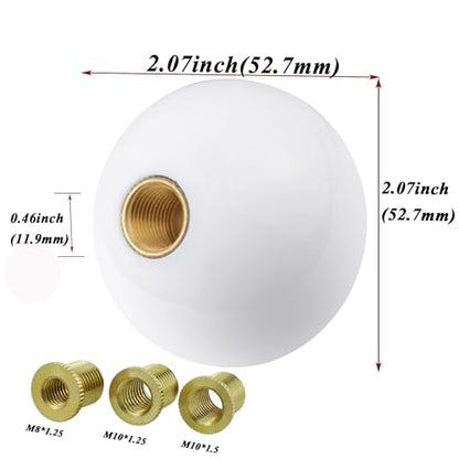 Abfer 5 Speed Shift Knob Upper Left Gear Shift Knobs White Ball Manual Stick Shifting Handle Fit for Vehicles (White) - color: White-2