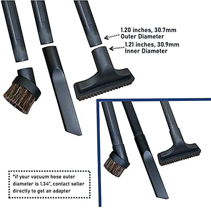 MaximalPower Replacement 32mm (1 1/4 inch) Vacuum Attachments Car Cleaning Dusty Brush Flexible Crevice Nozzle for Shop Vac Attachments 1.25”