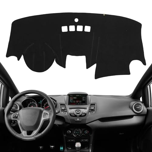 Dashboard Cover Dash Mat Fit for Fo-rd Fiesta 2019-2009 (Without (NAV) Navigation Models),Car Dash Board Mat Anti-Glare Carpet,Non-Slip Pad Sunshield Protector (Black) - color: Black, size: Fit 09-19 Fiesta - (Black)