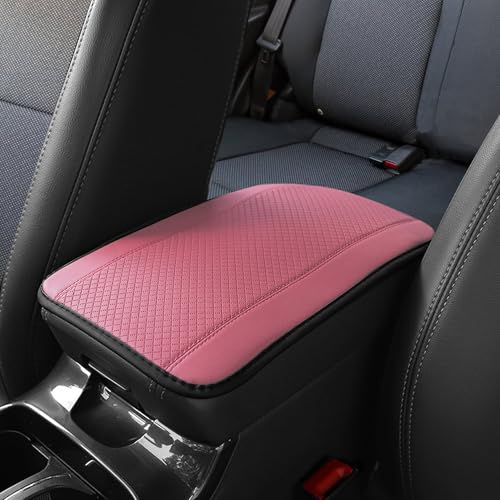 Car Center Console Armrest Pad, 12.6X 7.2 Inch PU Leather Waterproof Auto Armrest Seat Box Cover Protector, Car Center Console Cover, Universal Car Interior Accessories for Cars, Trucks, SUVs - color: Pink