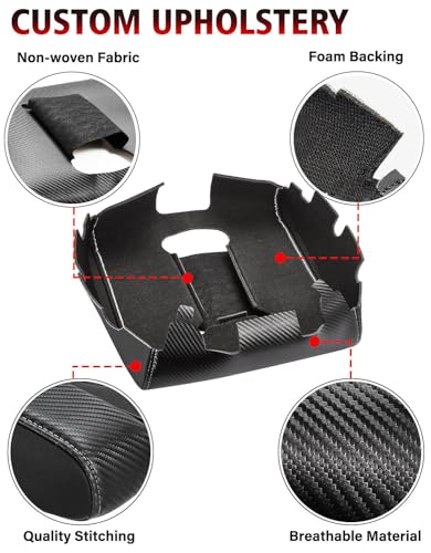 KBH Center Console Armrest Cover Replacement for Chevrolet Silverado & GMC Sierra 1500 2500 3500 2014-2018, Vinyl Leather Upholstery, Anti-Scratch, Jump Seat Console (Carbon Fiber Black) - color: Carbon Fiber Black, size: Jump Seat Console, Silverado Sier