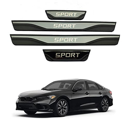 Auto Door Sill Cover Interior Accessories, for Honda Civic 2022 Stainless Steel with Plastic Protector, Kick Panels Scuff Guard Plate