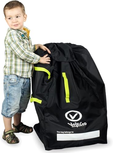 V VOLKGO Car Seat Travel Bag For Airplane with Padded Backpack Shoulder Straps, Gate Check Bag, Car Seat Bags for Air Travel Carseat Travel Cover, Carseat Travel Bag Cover for Airplane Travel - color: Green Shoulder Straps