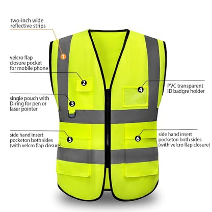 High Reflective Safety Vest for Men Women Breathable With Pocket Zipper for Build Oudoor Work Meet ANSI/ISEA Standard
