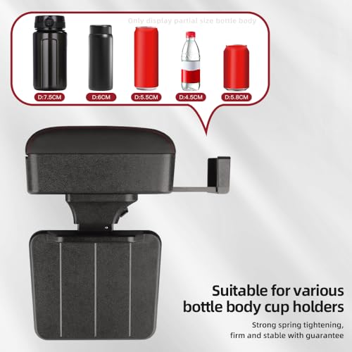 JEYODA Car Armrest Box with Cup Holder Car Central Liftable Armres Storage Organizer Box Arm Rest，Car Seat Gap Filler Organizer (Black red line) - color: Black red line