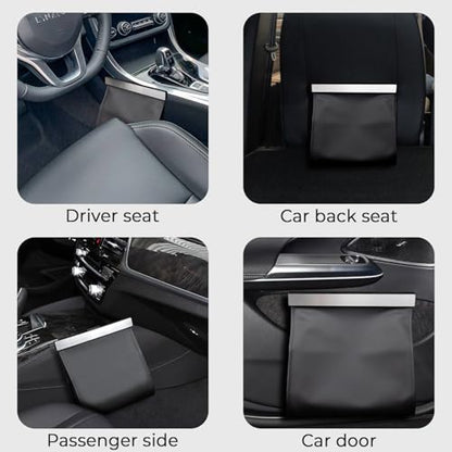 COZILO Leather Car Trash Can with Smart LED Light & Magnetic Closure,Leak-Proof, Odor-Lock Car Trash Bin for Any Cars, Sedans, SUVs, Trucks, Black - color: Black