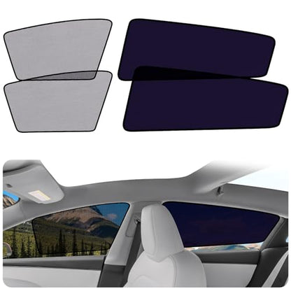 XCBYT Car Window Shades for Tesla Model 3 Highland 2024-2026, Static Cling Privacy Rear Side Window Covers, Clear Front Half Window Shades, Easy Install, No Residue (4 PCS) - size: Model 3 Highland (2024-2026) - 4pcs