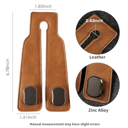 KINIVA Car Seat Headrest Storage Hooks, Set of 2, Suede PU Leather, Double Hooks (06-Brown 4 Pack) - color: 06-Brown 4 pack
