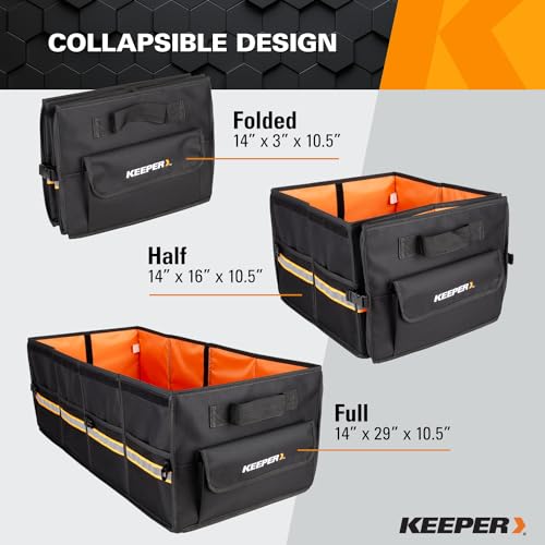 KEEPER Extra Large Car Trunk Organizer, 70L, Multi-Compartment Collapsible Car Organizers and Storage, Non-Slip Bottom, Suitable for SUV, Minivan - size: Extra Large (70L)