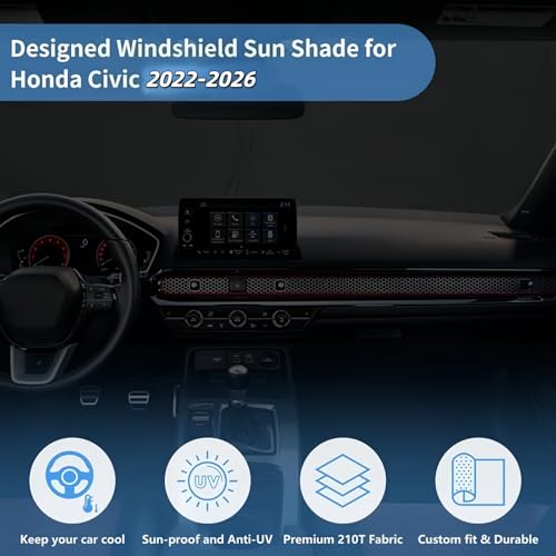 Windshield Sun Shade for Honda Civic Window Sunshade 2022 2023 2024 2025 2026 Accessories Front Window Shade Sun Visor Sunshade Windshield Cover 4 Layers Foldable Blocks UV Rays Keep Car Cooler - size: I1. for Honda Civic 2022-2026