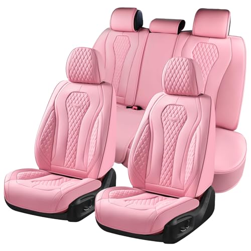 Coverado Car Seat Covers Full Set, Pink Seat Covers, Waterproof Car Seat Cover, Car Seat Cushion, Car Seat Covers Front Seats Back Seat Covers, Car Seat Protector Universal Fit Most Cars - color: Pink, size: FullSet