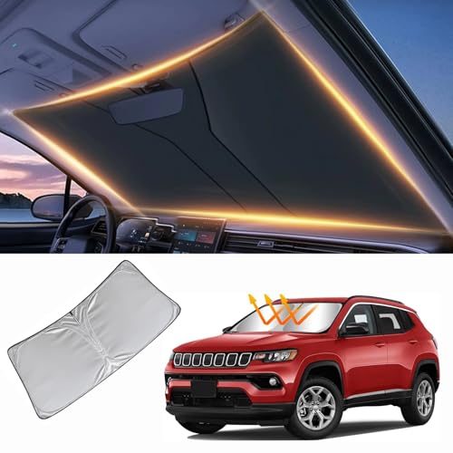 Windshield Sun Shade for Jeep Compass Front Window Shades Cover for 2007-2024 2025 2026 Compass Windshield Sun Visor Protector Car Accessories - size: for jeep Compass 2007-2026