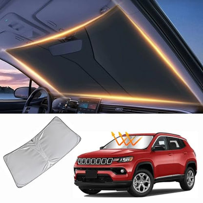 Windshield Sun Shade for Jeep Compass Front Window Shades Cover for 2007-2024 2025 2026 Compass Windshield Sun Visor Protector Car Accessories - size: for jeep Compass 2007-2026
