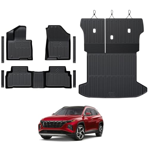 Floor Mats Set for 2022-2025 2026 Hyundai Tucson Gas (Not fit Hybrid), Full Coverage All Weather Floor Mats Cargo Mat with Backrest Protectors & Door Sill Guards for Tucson Accessories - size: For Hyundai Tucson Gas | 2022-2026