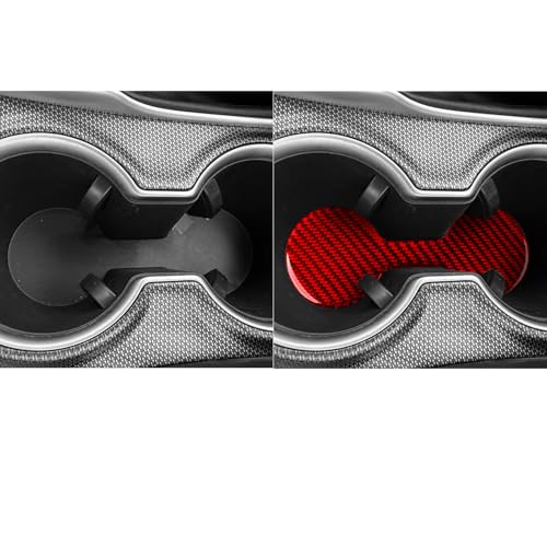 Durable Real Carbon Fiber Car Front Cup Holders Embedded Sticker Compatible with Toyota Camry 2018-2024 2019 2020 2021 2022 2023 Accessories Interior Decal Red - color: Front Cup Holder Pad
