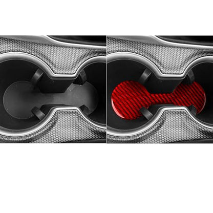 Durable Real Carbon Fiber Car Front Cup Holders Embedded Sticker Compatible with Toyota Camry 2018-2024 2019 2020 2021 2022 2023 Accessories Interior Decal Red - color: Front Cup Holder Pad