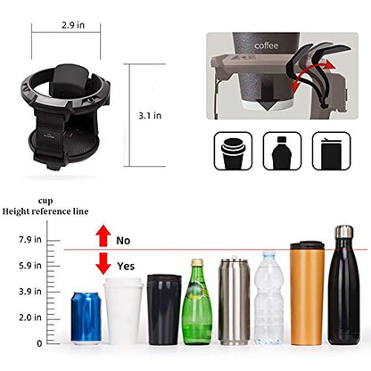 LITTLEMOLE Car Cup Holder with Hook, Adjustable Car Air Vent Cup Mount, Universal Drink Clip-on Holder Soft Drink Water Coffee Bottle Stand
