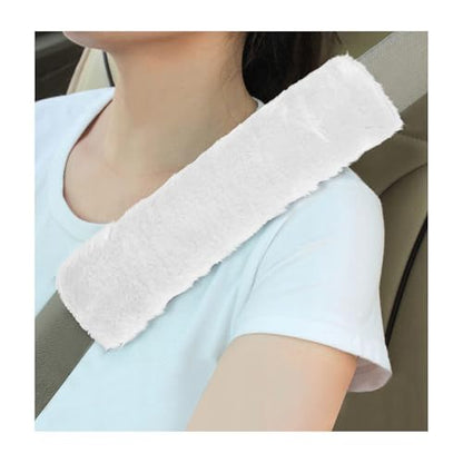 Sun Walker 2PCS Seat Belt Shoulder Pads, Fluffy Soft Plush Auto Seat Belt Pads for Protecting Your Neck & Shoulder, Comfortable Seatbelt Cover Warm Protective Cushion for Most Cars (White) - color: White