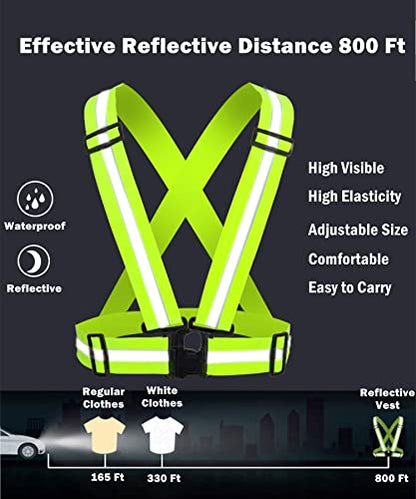 Reflective Vest, High Visibility Safety Vest Straps Reflective Gear for Night Running Walking Cycling for Men Women Kids - color: Green