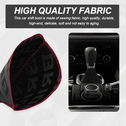 Car Shift Boot Cover, Fabric Shifter Lever Knob Boot Dustproof Cover with Stitch, Manual Automatic Speed Shifter Boots Gear Gaiter for Most Vehicles, Car Accessories (Black) - color: Black