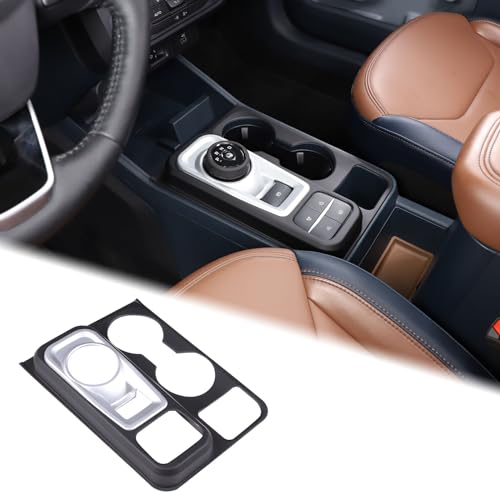 Aunginsy Central Control Gear Shift Box Panel Cover Trim Compatible Ford Maverick 2022 Gear Shift Panel Cover Car Gear Shift Knob Console Panel Trims Cup Holder Frame Interior Decoration Accessories - color: Matte Black+Silver