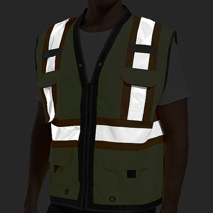 ArcRidge Reflective Safety Vest for Men and Women - Class 2 High Visibility Construction Vest - Dual Tone Reflective Strips - size: Small