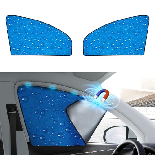 Aokway Side Window Sunshade Sun Shade for Car Window Double Thickness Auto Windshield Sunshades Curtain Universal Fit for Driver for Baby UV Protection (Front Side 2pcs) - color: blue, size: Front Side 2pcs