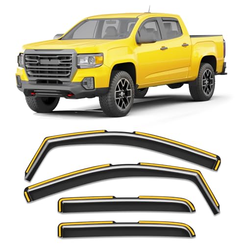 in-Channel Window Rain Guard for Chevy Colorado/GMC Canyon Crew Cab 2015-2022 Rain Guards Side Truck Window Visors Low Profile Vent Visor Window Deflectors Vent Shades Car Accessories - size: 2015-2022 Chevy Colorado/GMC Canyon Crew Cab