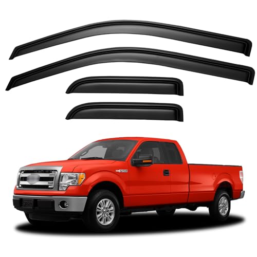 Window Visors Rain Guards for 2004-2014 Ford F150 SuperCab, Out-Channel Window Vent Wind Deflectors Visors Shades for 04-14 F-150 Extended Cab - size: 2004-2014 F150 Supercab
