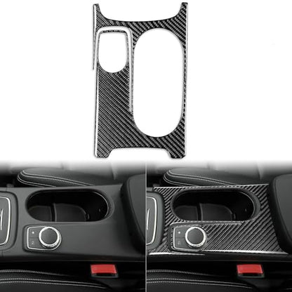 Real Carbon Fiber Car Center Control Armrests Box Multimedia Adjustment Water Cup Holder Frame Panel Sticker Cover Compatible with Benz CLA C117 2014-2018 GLA X156 2015-2019 Accessories Black - color: Center Armrests Multimedia Water Cup Holder Panel
