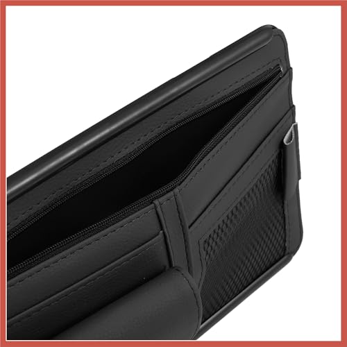 ACROPIX Black Universal Car Sun Visor Organizer Sunglasses Case Storage Pocket Hook and Loop Tape ABS PU Leather for SUV RV Truck Car Parts