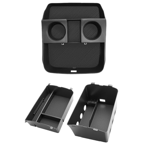 (3Pack) 2026 Palisade Center Console Organizer for Hyundai Palisade (Only fit Calligraphy)(Lower&Console Organizer Double-Layer), Durable ABS Plastic Console Tray 2026 Palisade Accessories - color: Black (3pcs)