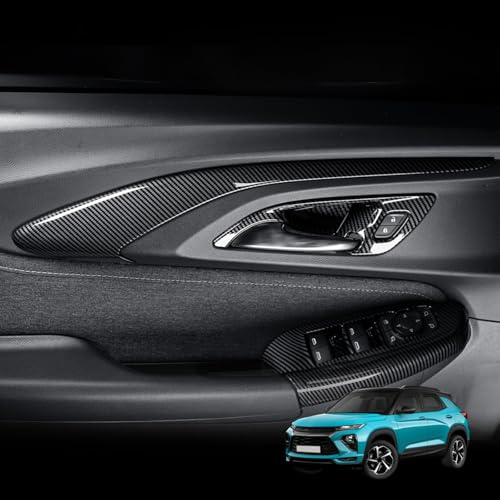4pcs Inner Door Panel Stripe Door Bowl Handle Cover Trim Interior Replacement Compatible with Chevy Trailblazer 2021-2025 Accessories (Carbon Fiber Pattern) - color: Carbon Fiber Pattern