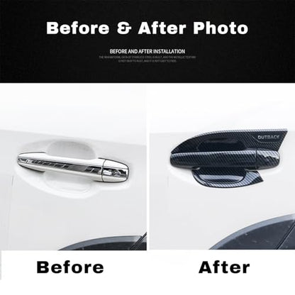 Door Handle Cup Protector for Subaru Outback 2021-2024, Custom Fit, Tap-On Scratch Resistant, 12 Packs Door Handle Cup Protector Trim, Fit for Subaru Outback Accessories Carbon Fiber