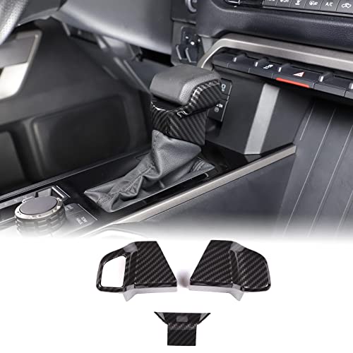 Aunginsy Gear Shift Handbrake Cover Trim Compatible with Toyota Tundra 2022+, Sequoia 2023+ & Tacoma 2024+, ABS Center Console Gear Shifter Head Knob Lower Panel Protector Cover Decoration Accessories - color: Carbon Fiber Pattern(B)
