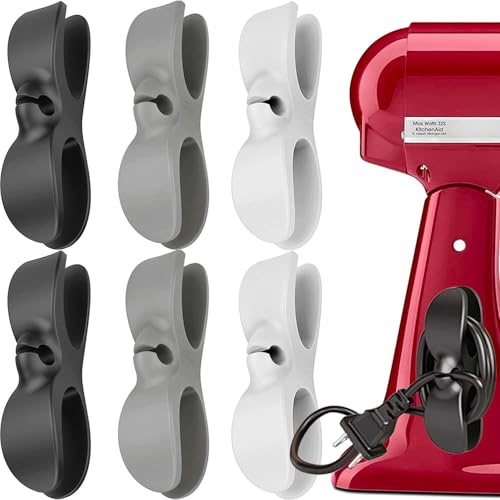 Cord Organizer for Kitchen Appliances - Mixer Accessories - color: BLACK GREY WHITE, size: 6PCS