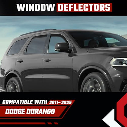 in-Channel Rain Guards Fit for Dodge Durango 2011-2025 Black Extra Durable Shatterproof Side Window Deflectors, Window Visors, Wind Deflectors - 4 PCS - size: Fit for Dodge Durango 2011-2025 in Channel