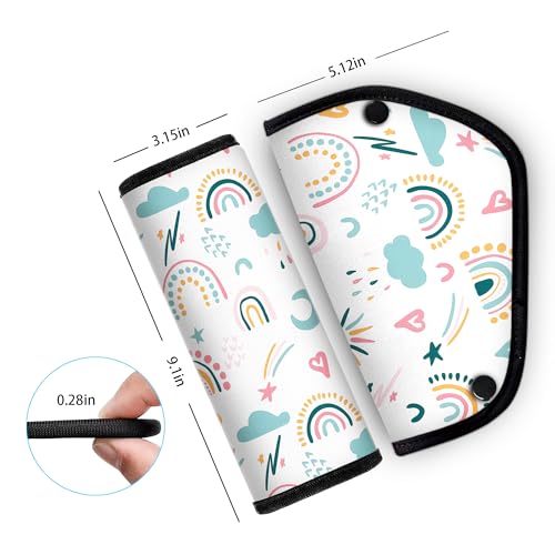 Kid's Seat Belt Cover Pad, Neck & Abdomen Cushion for Children- Soft and Breathable Straps Cover Support (Rainbow) - color: Rainbow