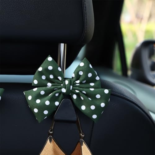 Mandark 2-Piece Car Seat Hooks - Cute Bow Vehicle Hooks for Purses and Bags - Universal Automotive Hanger for SUV, Sedan, Truck (Green/Polka Dot) - color: Green/Polka Dot