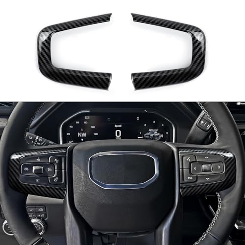 Car Steering Wheel Decal Sticker ABS Carbon Fiber Interior Trim Cover for Chevy GMC Yukon 2021-2025 | for GMC Sierra 2019-2025 1500 2500 3500 Accessories