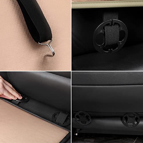 Universal Front Leather Car Seat Covers 2 Pcs Luxury Seat Covers, Anti-Slip Waterproof Auto Driver Cushions Fit SUV Pickup Van Sedan, Chevy Silverado GMC Sierra Dodge Ram Tacoma Ford - color: Beige Yellow-FRONT PAIR