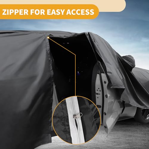 Waterproof All-Weather Universal Car Cover with Right Side Zipper, 190T Polyeste Black Blue Fits for Wagon 177" to 190" Length - size: Fit for Wagon Length 177" to 190"