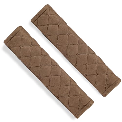 Amooca Automotive Seat Belt Cover Soft Suede Universal Fit Seatbelt Shoulder Pad Neck Protector Cushions for SUV Trucks Airplane Backpack 2 Pack Brown - color: Brown