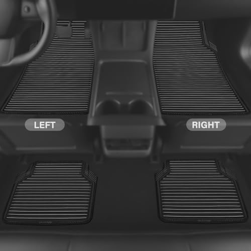 CAR PASS Rubber Floor Mats, All Weather Full Set 4-Piece, Waterproof Automotive Mats Trim to Fit Most Cars Sedans SUVs Vans, Heavy Duty Anti-Slip Easy Clean, All Black - color: Black