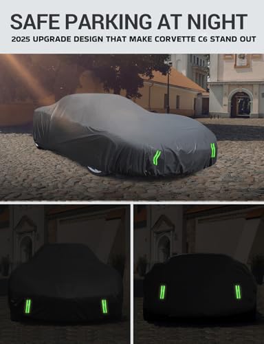 Proadsy 2026 Upgrade Car Cover Custom Fit for Corvette C6 Stingray Z06 Z51 2005-2013 Windproof All Weather Waterproof Sun Rain UV Dust Snow Protection Outdoor Covers - size: Corvette C6