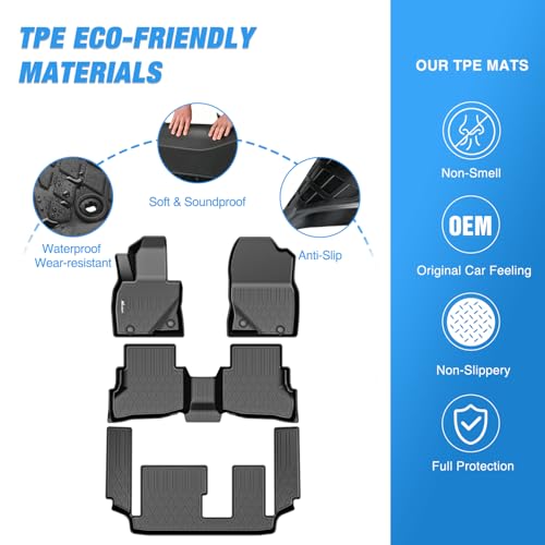 Nilight Floor Mats for Mazda CX-9 CX9 (7 Seat Only) 2016 2017 2018 2019 2020 2021 2022 2023 All Weather Custom Fit Heavy Duty Floor Liners - color: 2016-2023 Mazda CX9 7 Seat